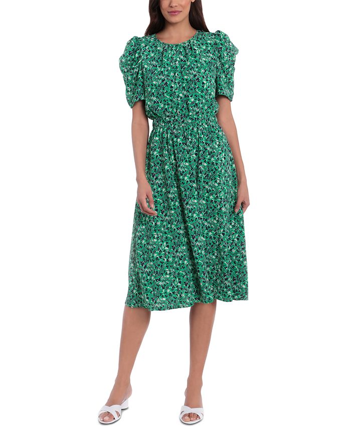 London Times Women's Shirred Floral Midi Dress - Macy's