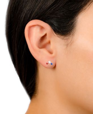 Multicolor Crystal Triple Star Stud Earrings in Sterling Silver, Created for Macy's