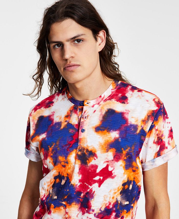 Sun + Stone Men's Tie Dye Paint Henley, Created for Macy's Macy's