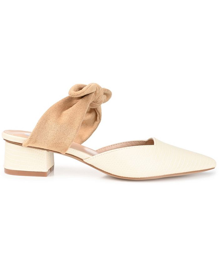 JOURNEE COLLECTION Womens Beige Twist Strap Cut Out Padded Enniss Pointed Toe Slip On Dress Mules M
