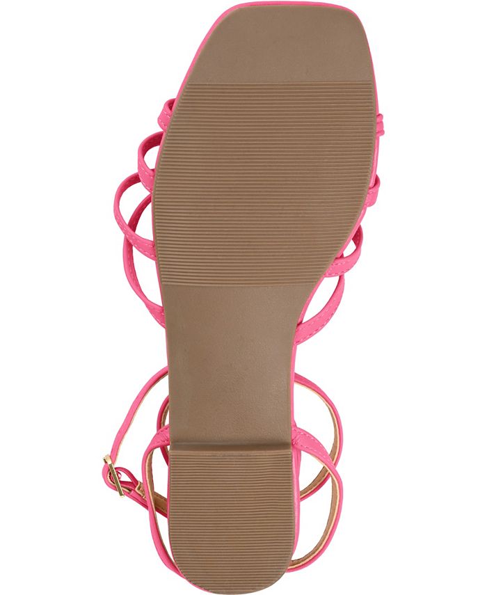 Journee Collection Women's Indee Sandal Flat - Vegan Leather Ankle Strap Sandals