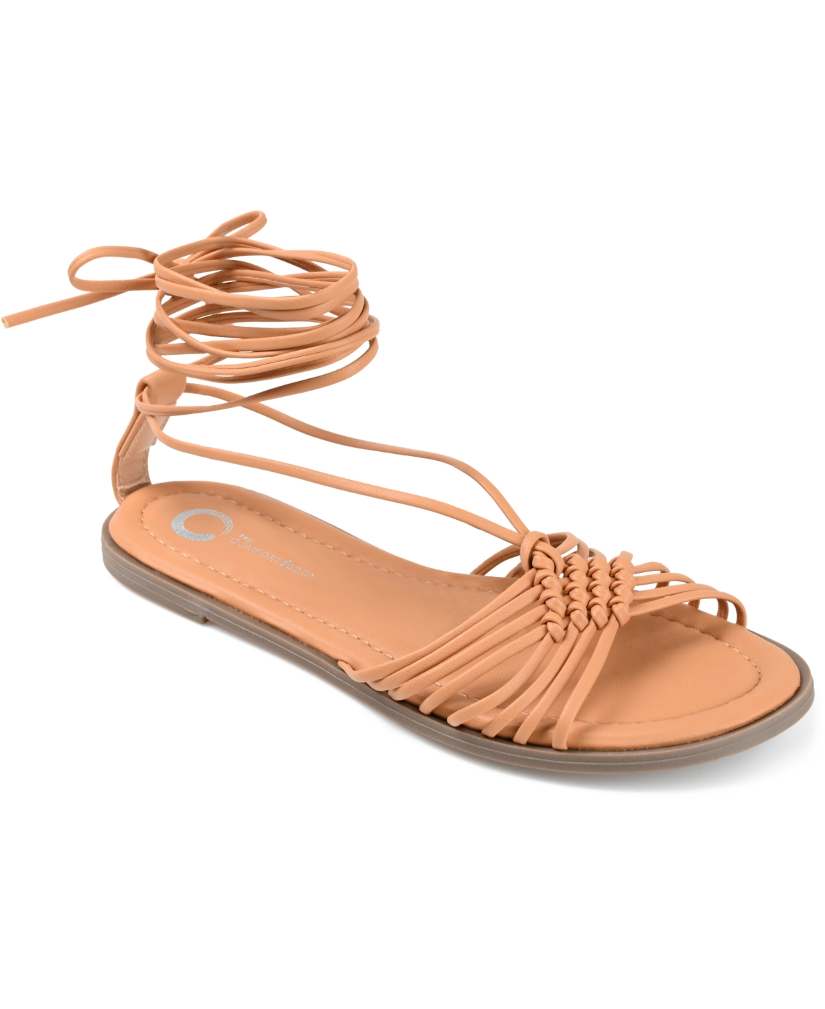 Shop Journee Collection Women's Jess Tie-up Sandals In Tan