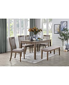 Forte 6pc Dining Set (Dining Table, 4 Side Chairs & Bench)