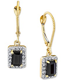 Onyx & Diamond (1/3 ct. t.w.) Halo Leverback Drop Earrings in 14k Gold