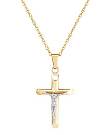 Crucifix Cross 18" Pendant Necklace in 14k Two-Tone Gold