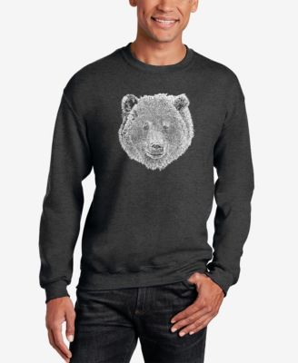 Men's Word Art Bear Face Crewneck Sweatshirt