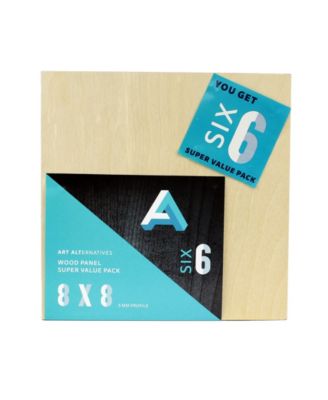 Art Alternatives Wood Panel Super Value Pack, Uncradled, 8" x 8" , 6 Per Package