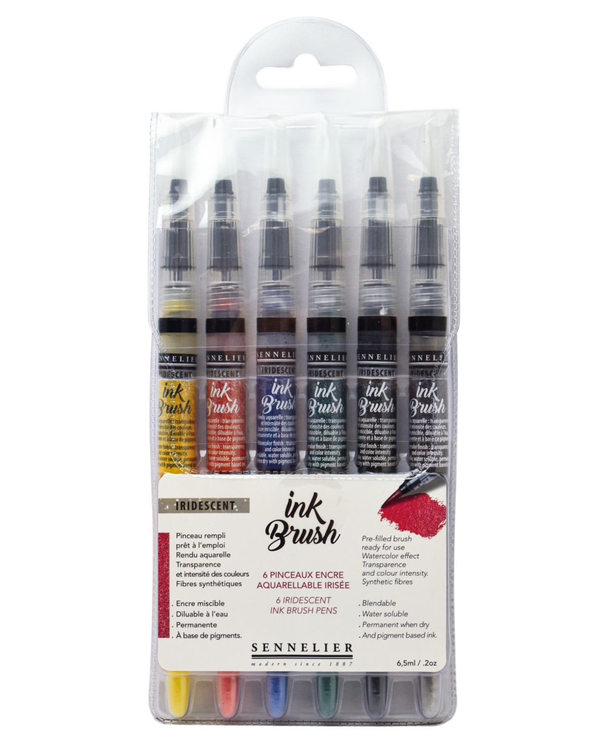 Ink Brush Pen Set, 6-Colors - Iridescent