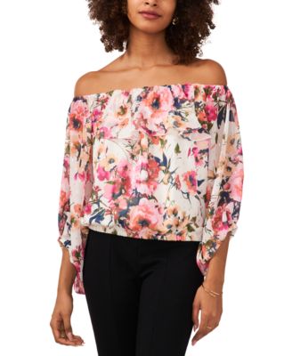 MSK - Women's Floral-Print Off-The-Shoulder Top
