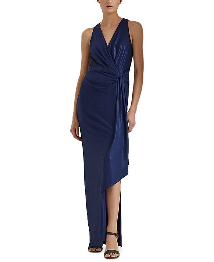 Lauren Ralph Lauren Foil-Print Jersey Gown - Macy's