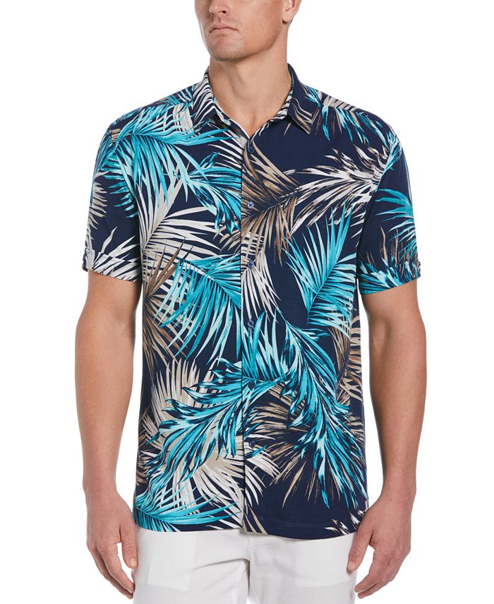 Cubavera Men's Tropical Palm-Print Textured Shirt - Macy's