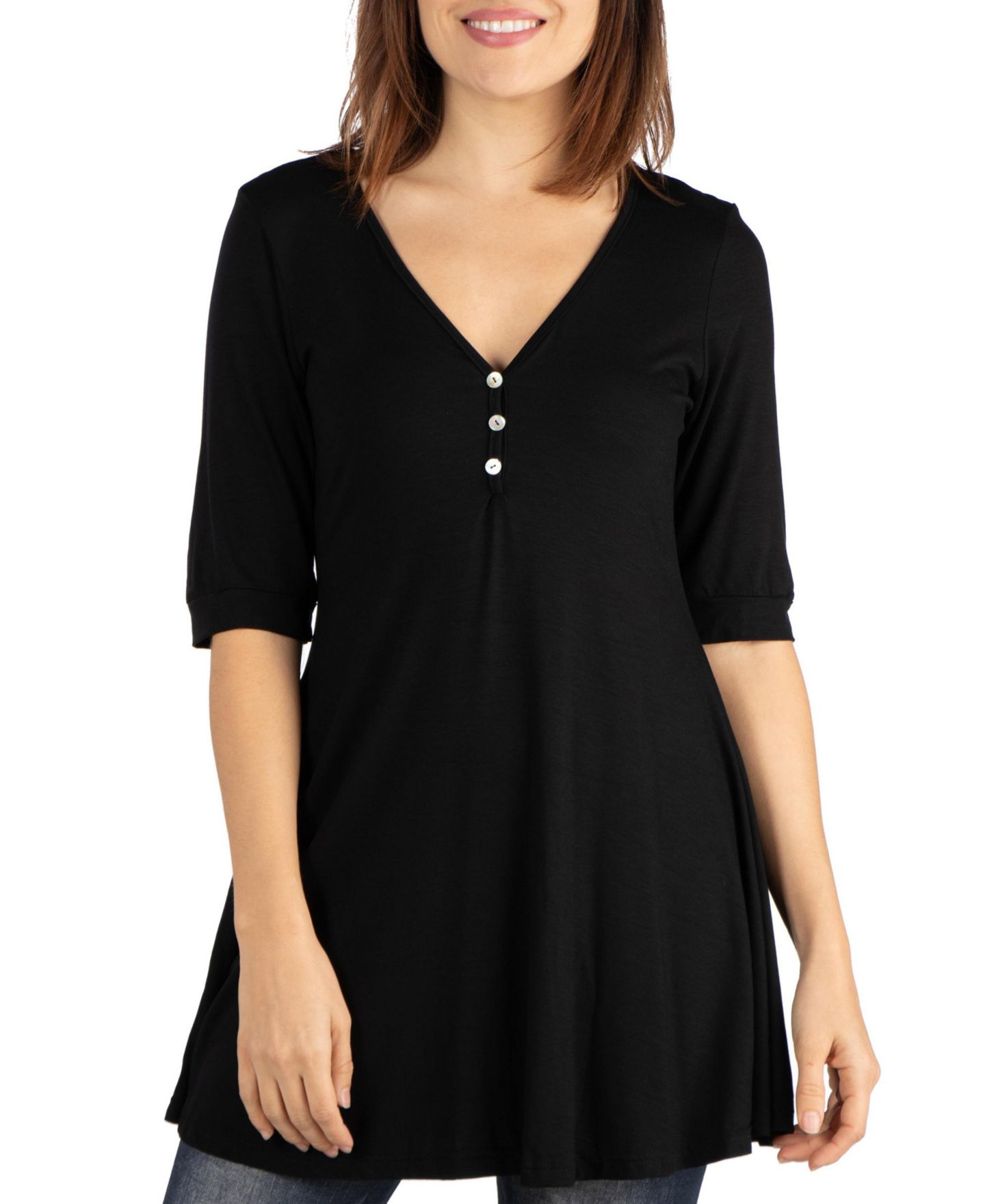 Женская туника 24seven Comfort Apparel с короткими рукавами, цвет: Чёрный — фото 1