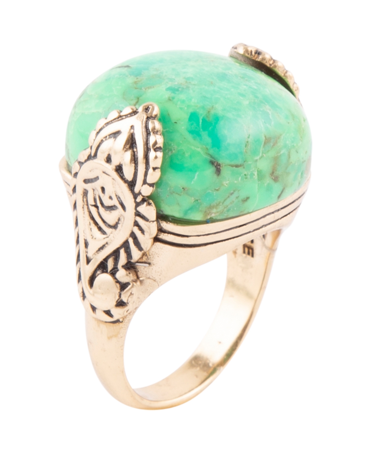 Barse Ornate Bronze and Genuine Lime Turquoise Rings