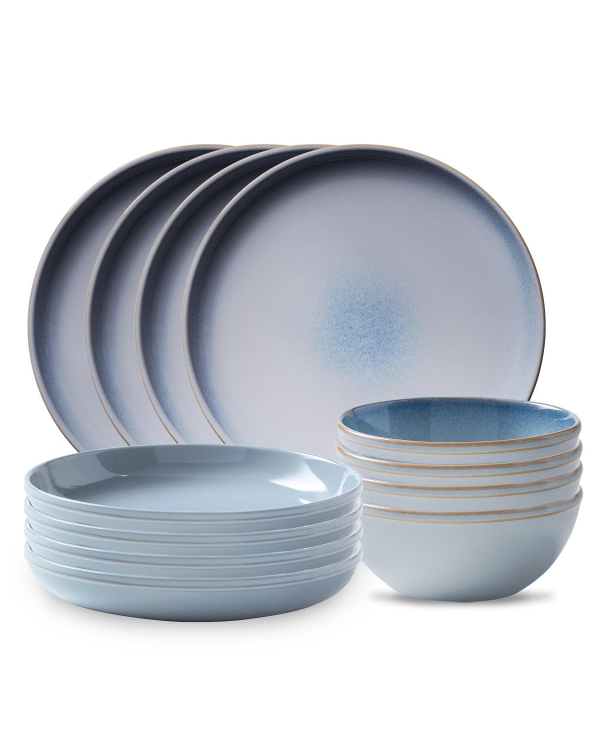 Corelle Stoneware 12 Piece Set, Service For 4 In Nordic Blue