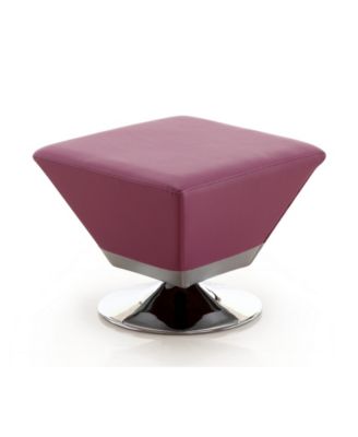 Diamond Leatherette Upholstered Swivel Ottoman