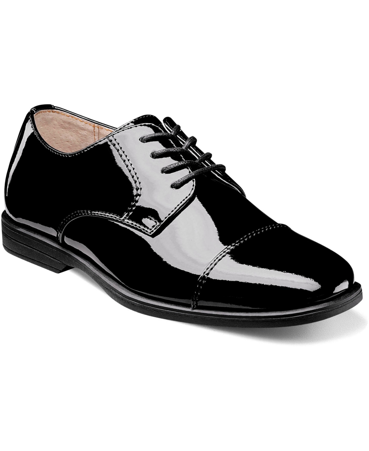 Shop Florsheim Toddler Boys Reveal Cap Toe Jr. Oxford Shoes In Black Patent