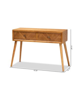 Mae Mid-Century Modern Wood 2-Drawer Console Table