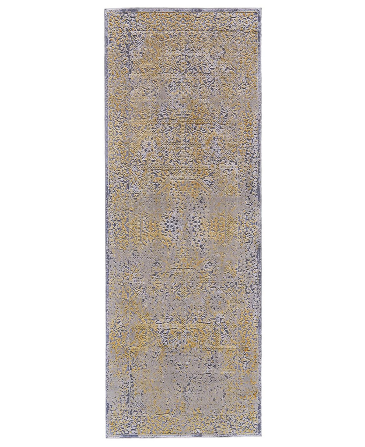 Simply Woven Waldor R3971 2'10" X 7'10" Runner Area Rug In Gray,gold-tone
