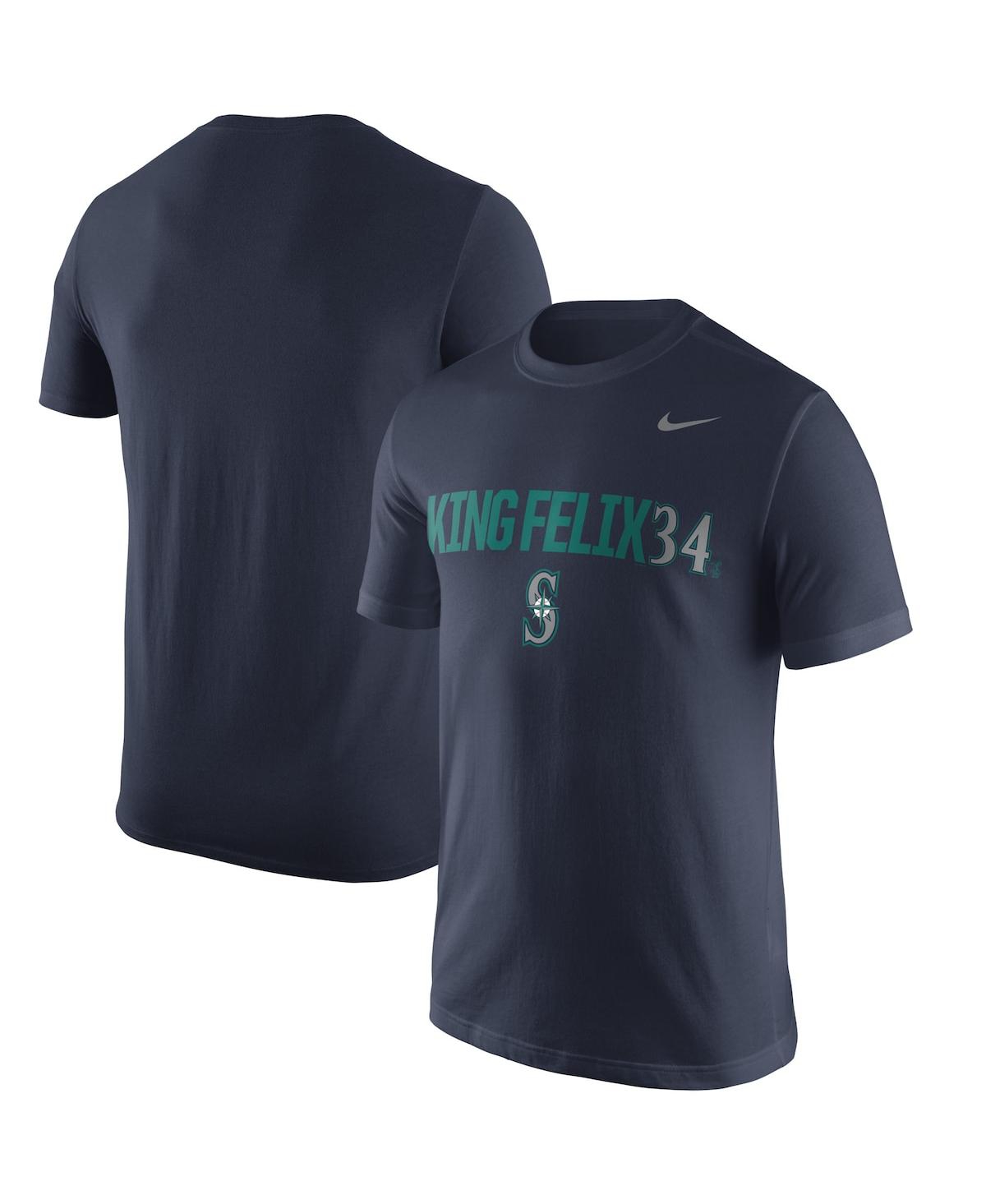 Mens Nike Felix Hernandez Navy Seattle Mariners Nickname Name and Number Performance T-shirt