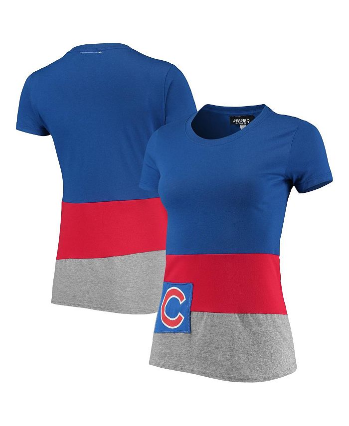 Women's Refried Apparel White/Royal Chicago Cubs Cropped Pullover