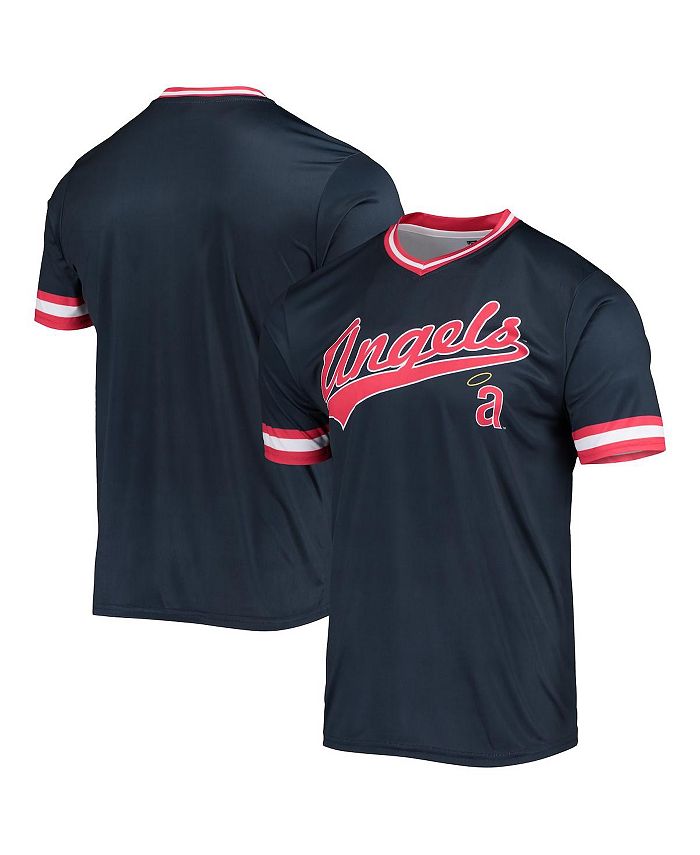 Men's Stitches Navy/Red Los Angeles Angels Cooperstown Collection V-Neck  Team Color Jersey - Bluefink