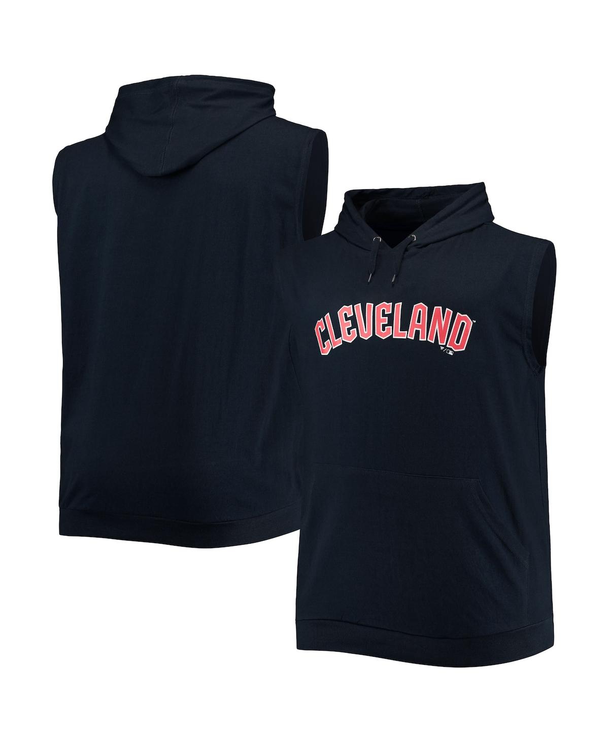 Profile Men's Navy Cleveland Guardians Jersey Muscle Sleeveless Pullover Hoodie