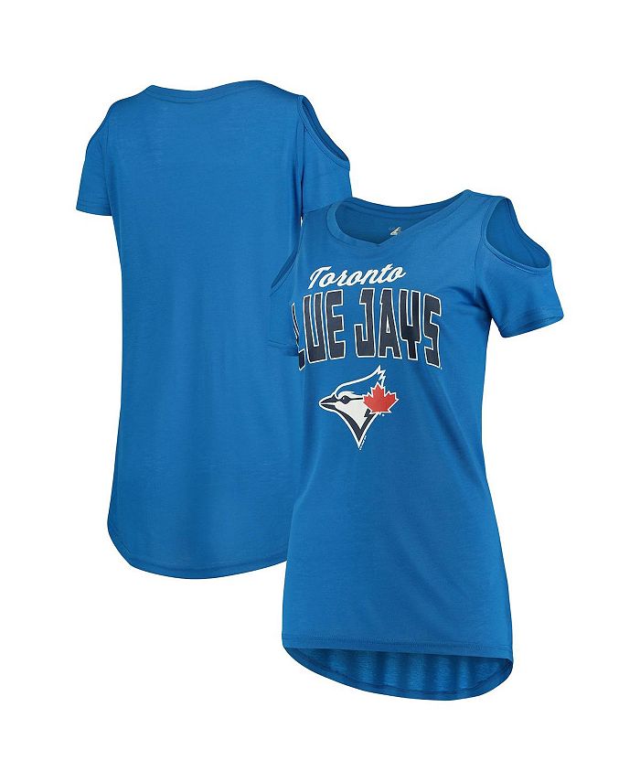 Women's G-III 4Her by Carl Banks Royal Toronto Blue Jays Clear the Bases  Cold Shoulder T-Shirt