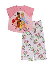 Little Girls Disney Princess T-shirt and Pajama, 2-Piece Set
