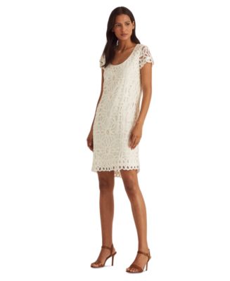 Lauren Ralph Lauren Lace Short-Sleeve Dress - Macy's