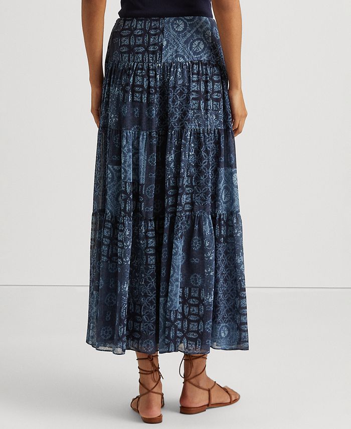 Lauren Ralph Lauren Geo-Print Crinkle Georgette Skirt - Macy's