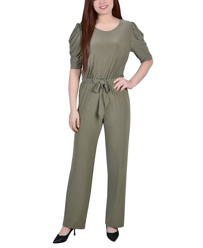 NY Collection Women's Elbow Sleeve Jumpsuit Macy's
