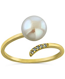 Cultured Freshwater Pearl (8mm) & Cubic Zirconia Bypass Ring, Created for Macy's