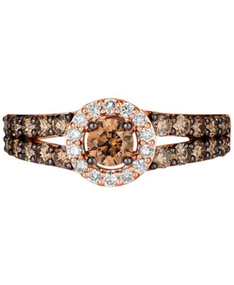 Chocolate Diamond (1 ct. t.w.) & Nude Diamond (1/8 ct. t.w.) Halo Ring in 14k White, Yellow or Rose Gold