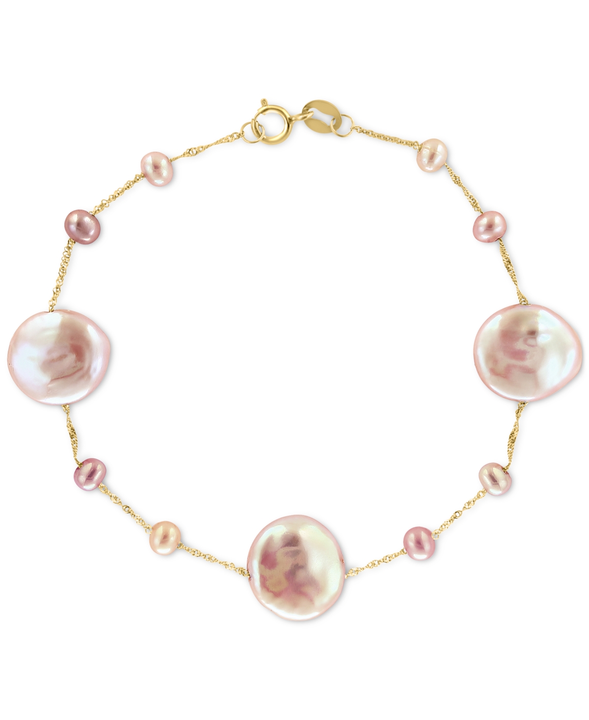 Effy Collection Effy Cultured Freshwater Baroque Pearl (3-12mm) Bracelet In 14k Gold In Yellow Gold
