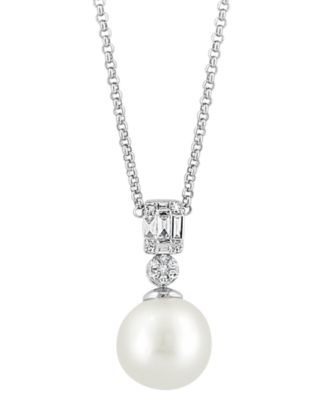 Effy® Cultured Freshwater Pearl (9mm) & Diamond (1 10 Ct. T.w.) 18 