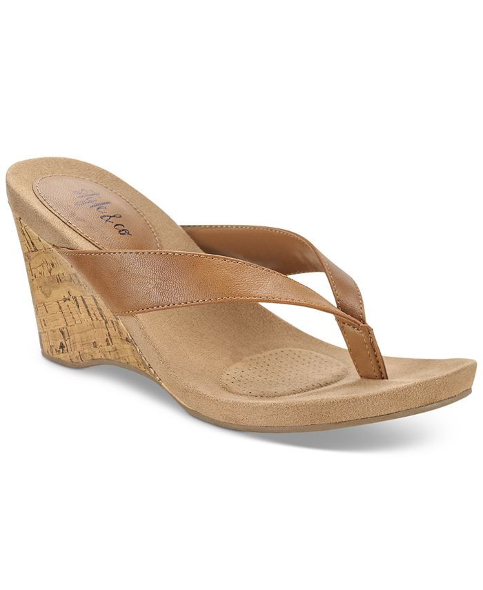 Style & Co Chicklet Wedge Thong Sandals, Created for Macy's - Macy's