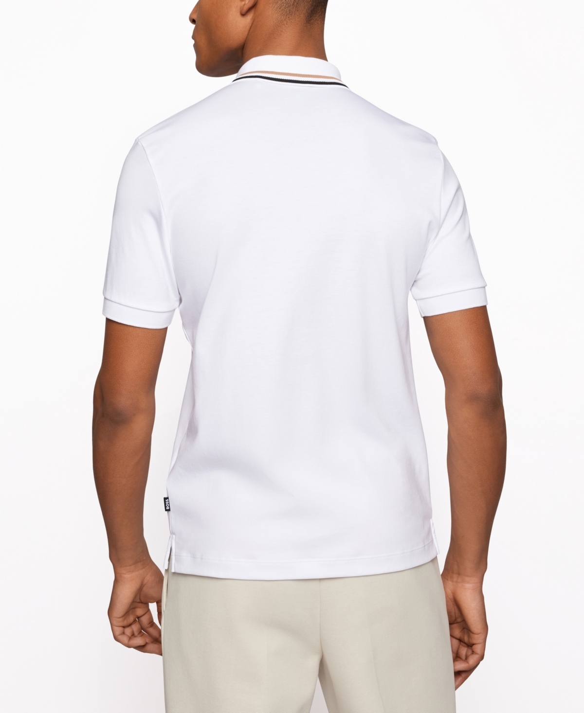 Hugo Boss Boss By  Men's Slim-fit Striped Collar Polo In White