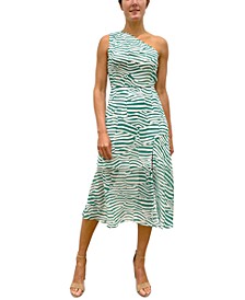 Women's Zebra-Print One-Shoulder Dress