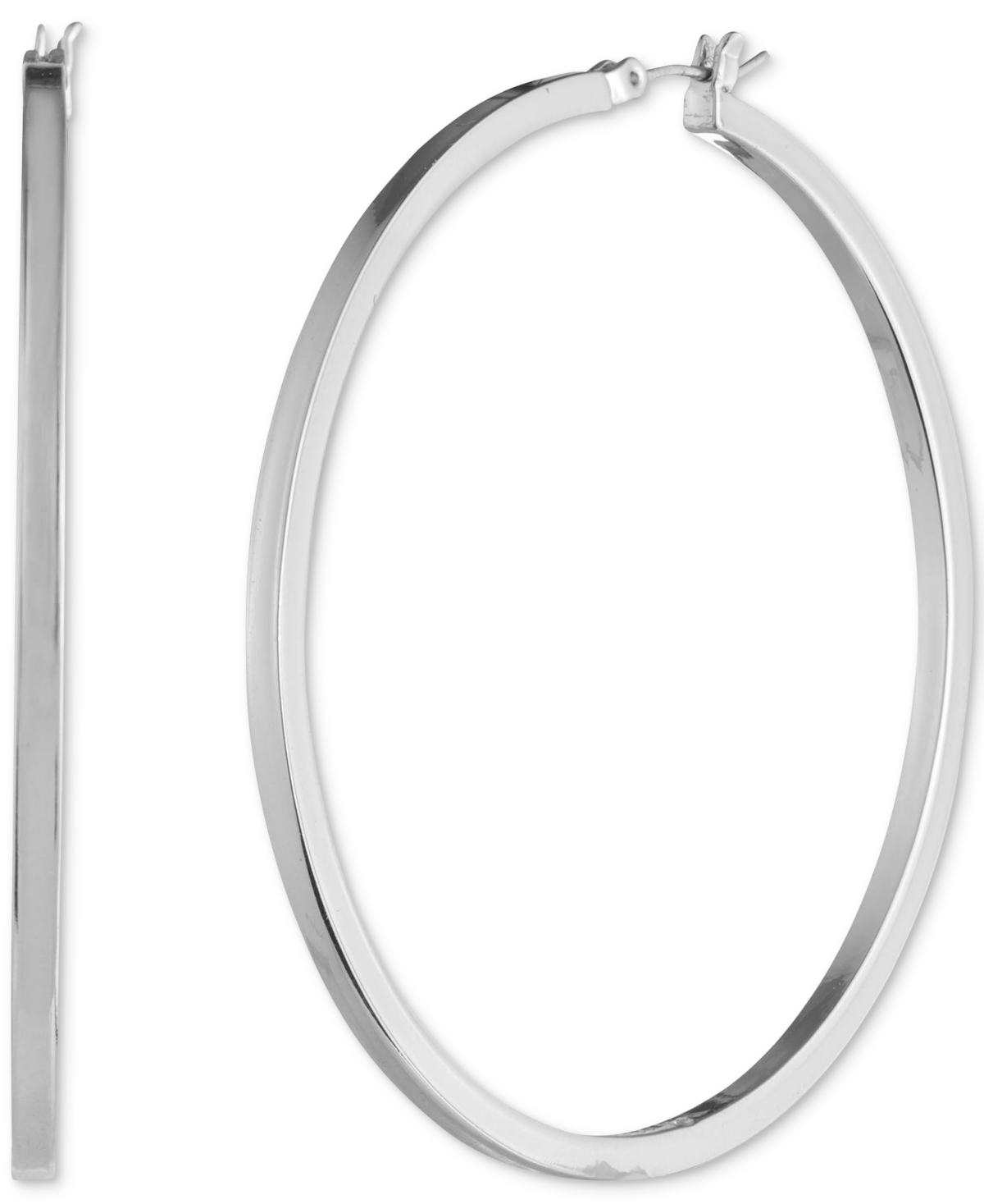 Large Hoop Earrings, 2.4" - Silver