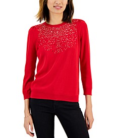 Petite Embellished Sweater, Created for Macy's