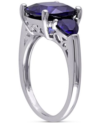 Lab-Grown Sapphire Three Stone Ring (7-1/10 ct. t.w.) in Sterling Silver