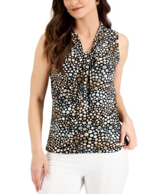 Kasper - Women's Printed Knot-Front Blouse