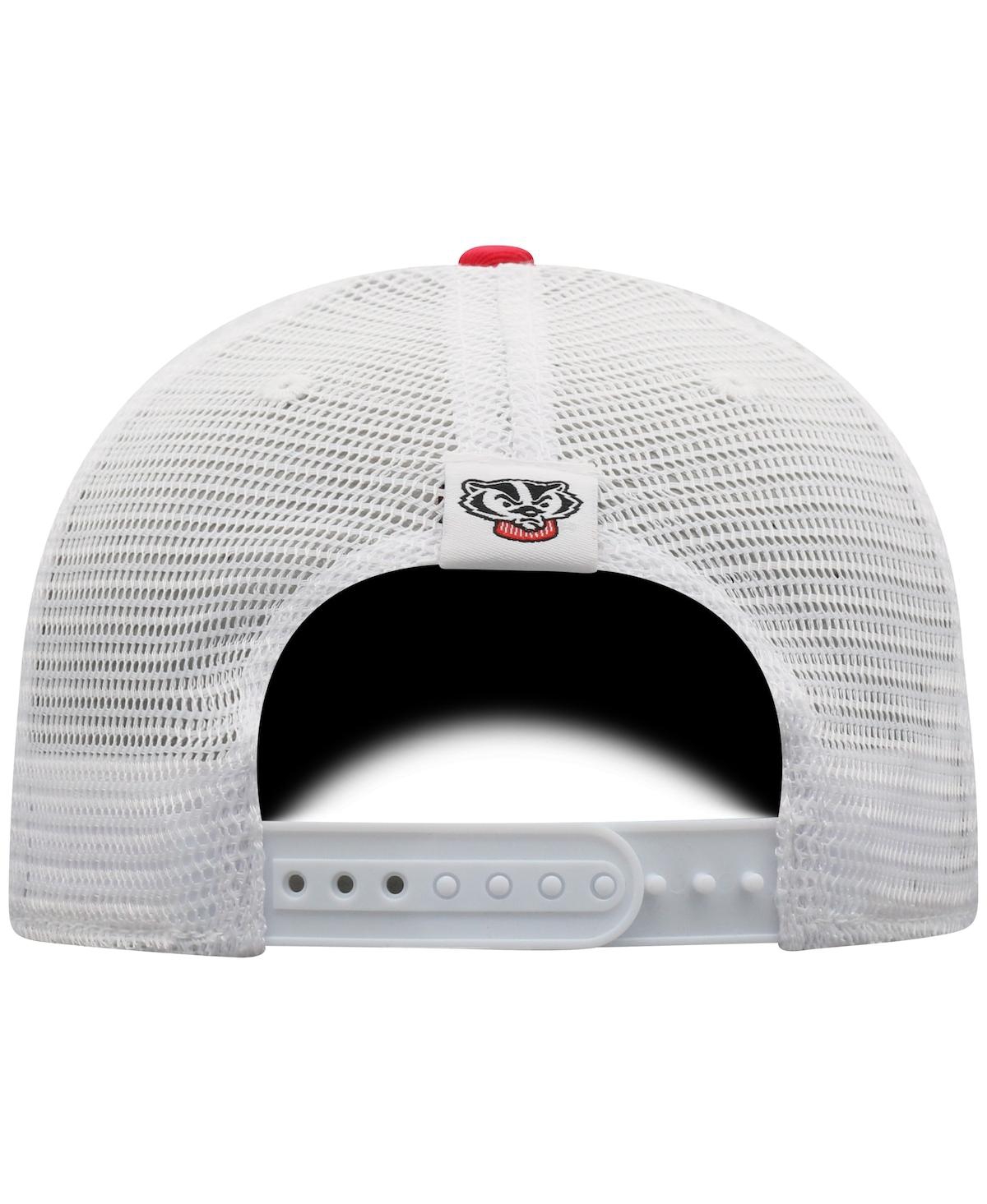 Top Of The World Men's  Red, White Wisconsin Badgers Trucker Snapback Hat In Red,white