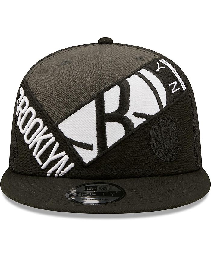 New Era Men's Black Brooklyn Nets Criss Cross 9FIFTY Trucker Snapback ...