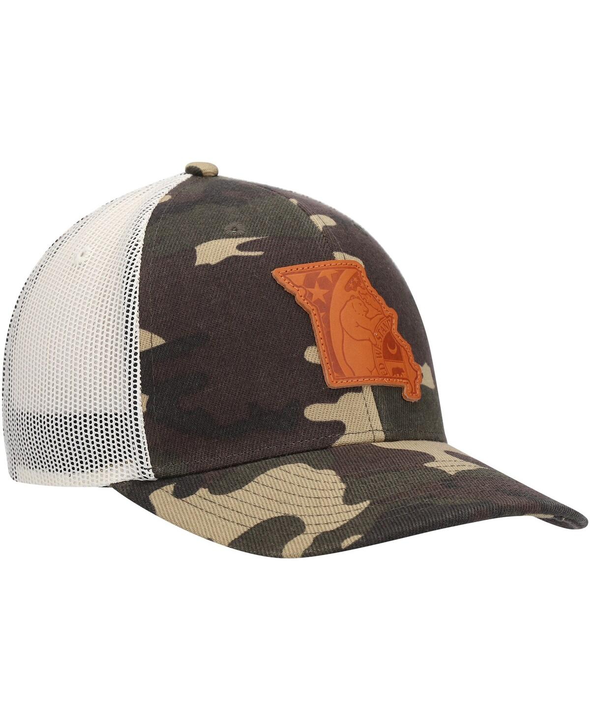 Shop Local Crowns Men's  Camo Missouri Icon Woodland State Patch Trucker Snapback Hat