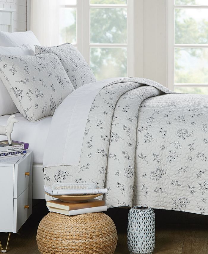 Southshore Fine Linens Sweet Florals Quilt and Sham 3 Piece Set, Twin