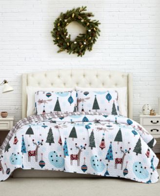 Winter Wonderland Oversized Reversible 3 Piece Quilt Set, Full or Queen