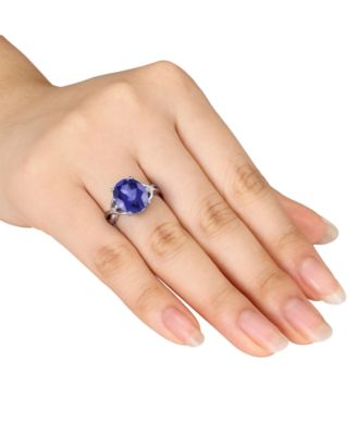 Lab-Grown Sapphire (7-1/2 ct. t.w.) & Diamond Accent Statement Ring in Sterling Silver