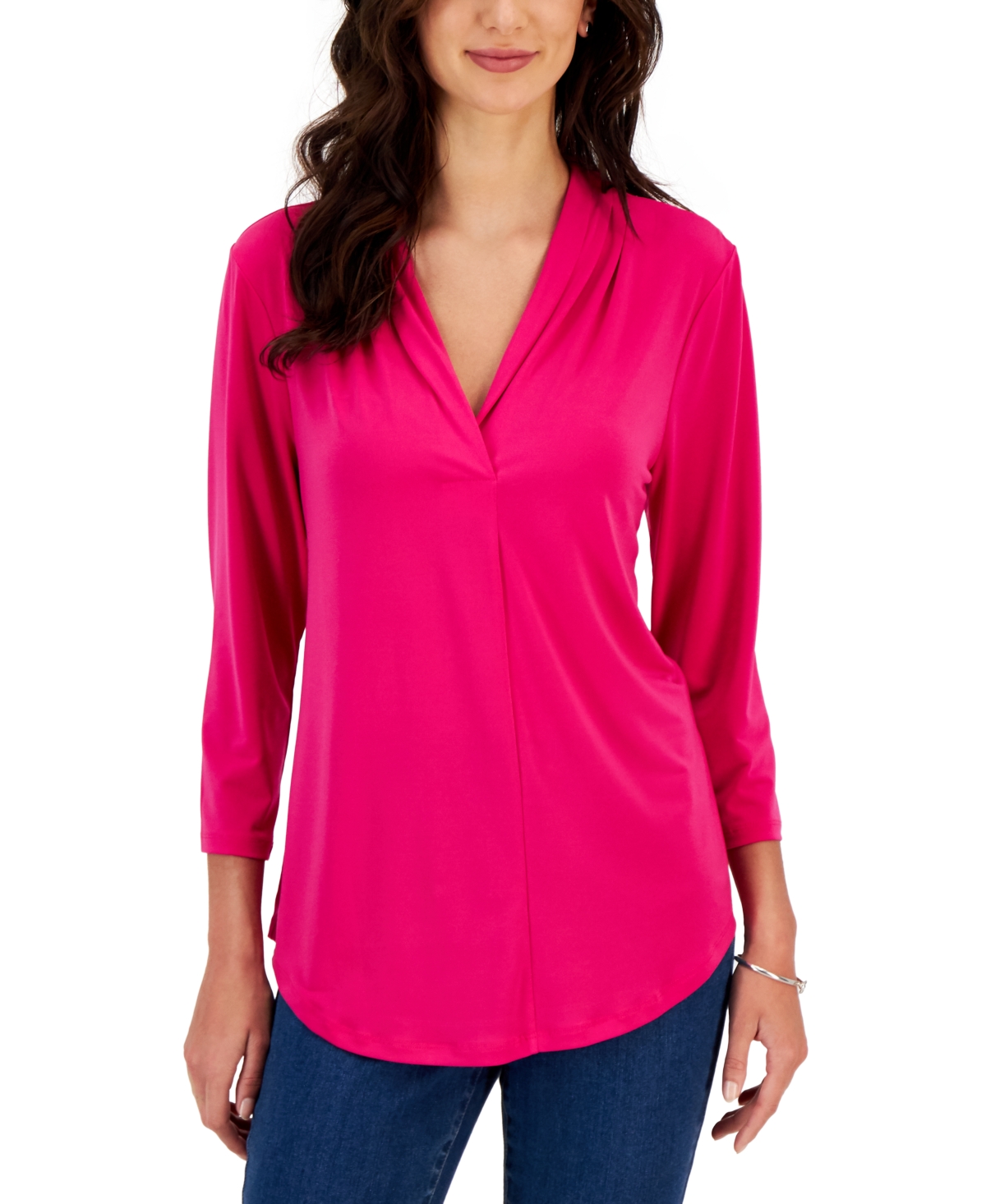 CHARTER CLUB WOMEN'S 3/4-SLEEVE TOP, CREATED FOR MACY'S