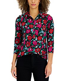 Women's 3/4-Sleeve Floral Print Top, Created for Macy's